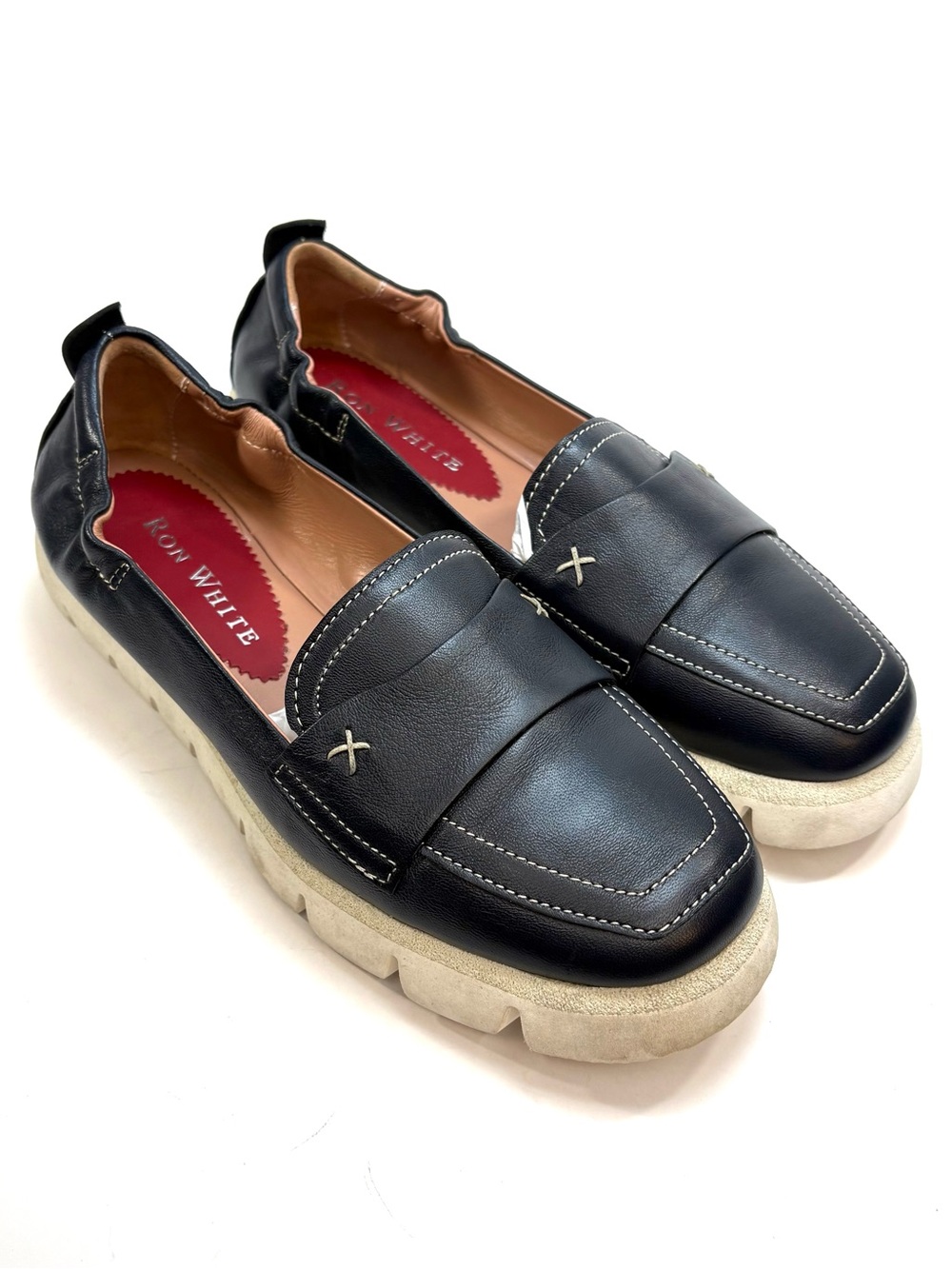 Ron White Navy Leather Slip-On Loafer | 38